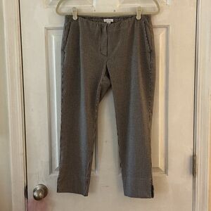 J. Jill Black Brown Check Premium Bi-Stretch Elastic Pull On Crop Pants EUC 6P